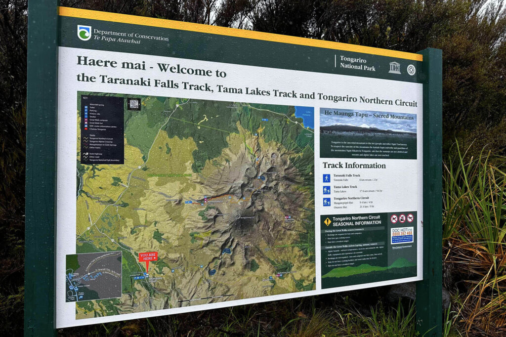 Taranaki Falls and Northern Circuit Sign Board